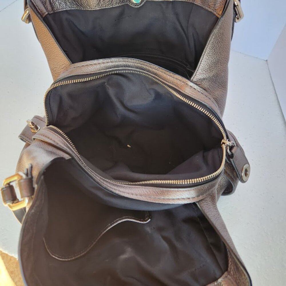 Coach Edie shoulder bag 31 Metallic polished pebble leather pewter color 87399 - Picture 8 of 12